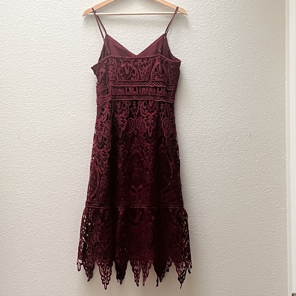 ❤️Anthropologie - J.O.A. Wine Red Lace Dress - M - Picture 2 of 2